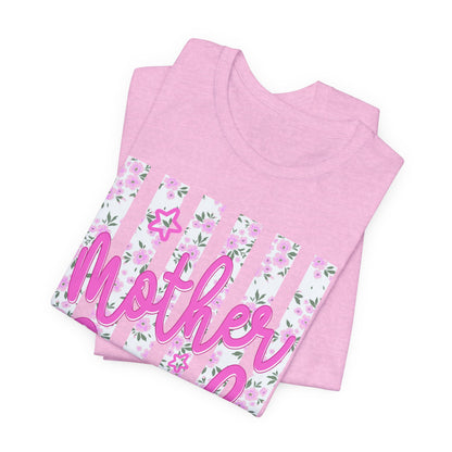 Motherhood Floral Tee — Pink Script Mom Shirt