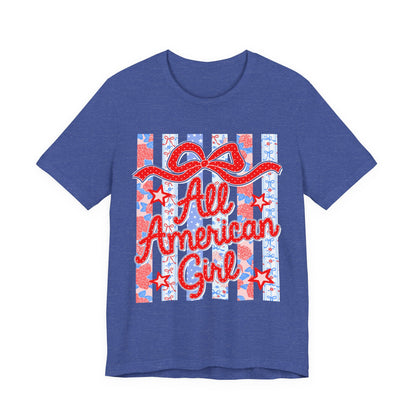 All American Girl T-Shirt — Patriotic Fourth of July Tee with Stars & Stripes