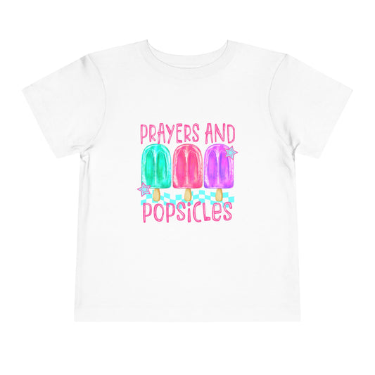 Toddler Tee — "Prayers and Popsicles" Watercolor Popsicle Faith Shirt