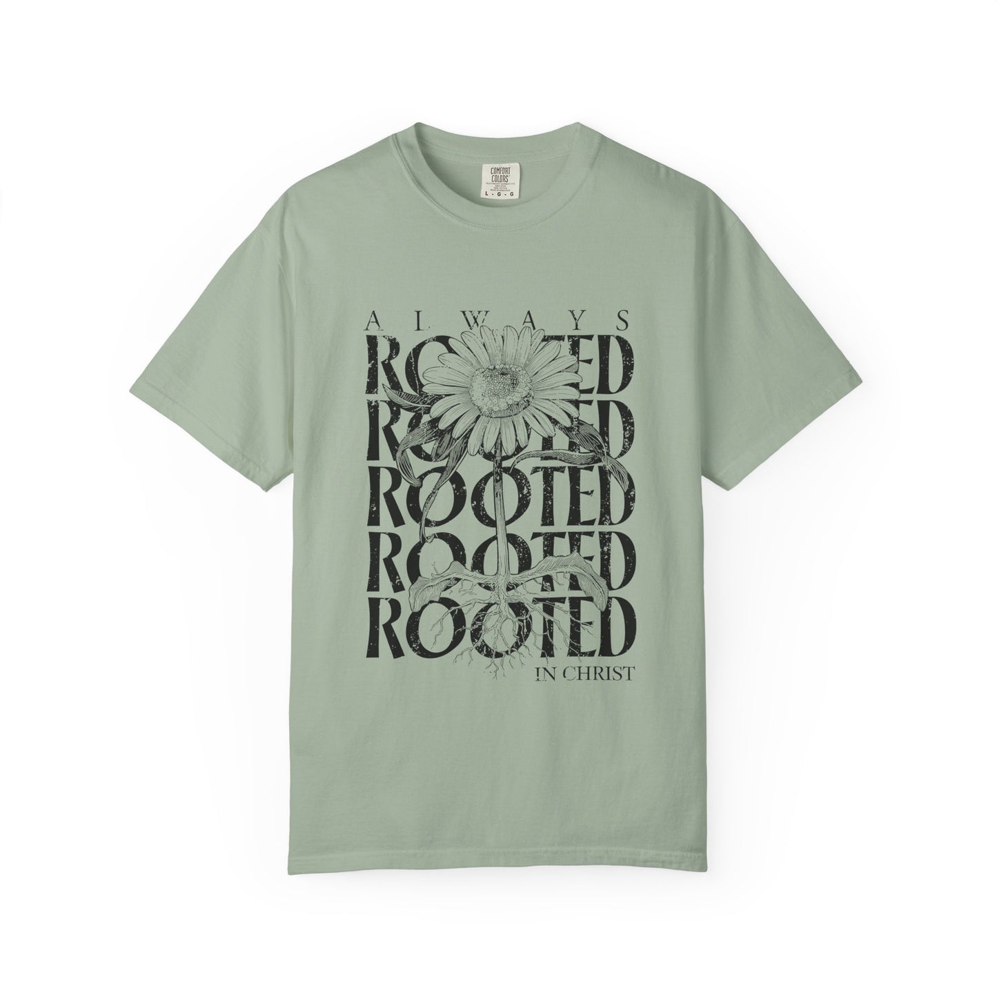Rooted in Christ Floral T-Shirt — Faith-Based Daisy Graphic Tee