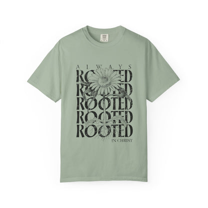Rooted in Christ Floral T-Shirt — Faith-Based Daisy Graphic Tee