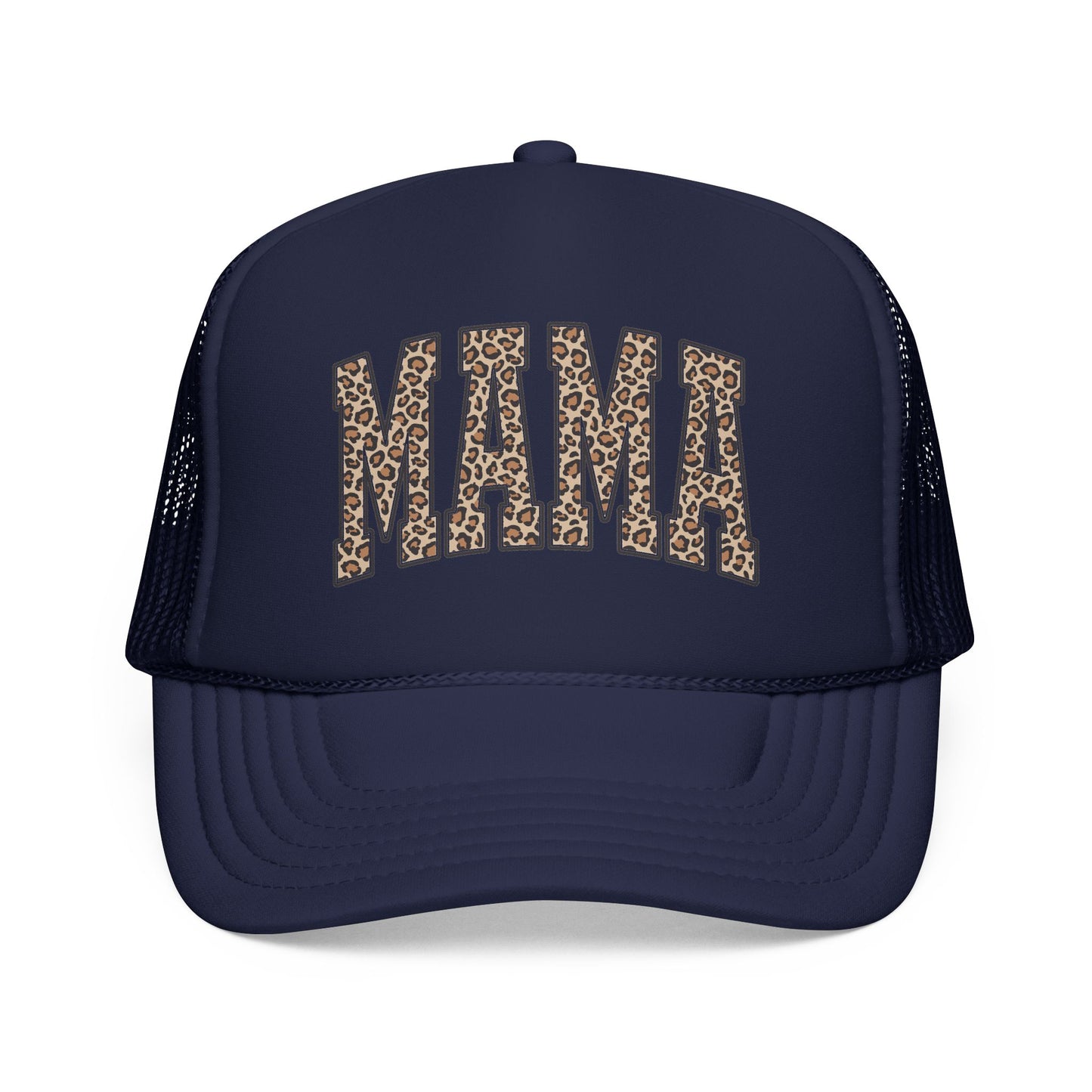 Mama Leopard Trucker Hat — Foam Mesh Cap with Leopard Print "MAMA"