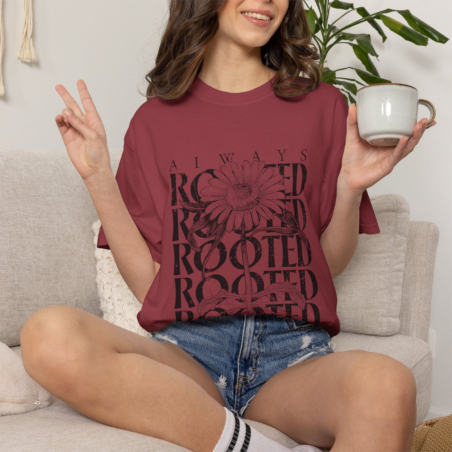 Rooted in Christ Floral T-Shirt — Faith-Based Daisy Graphic Tee