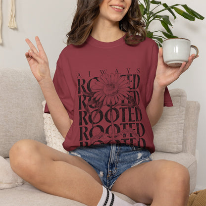 Rooted in Christ Floral T-Shirt — Faith-Based Daisy Graphic Tee