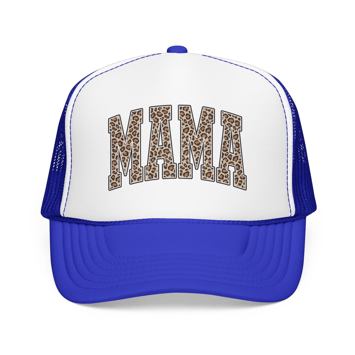 Mama Leopard Trucker Hat — Foam Mesh Cap with Leopard Print "MAMA"