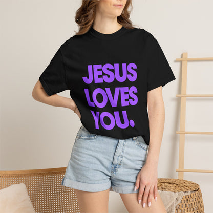 Jesus Loves You T-Shirt — Bold Purple Faith Tee