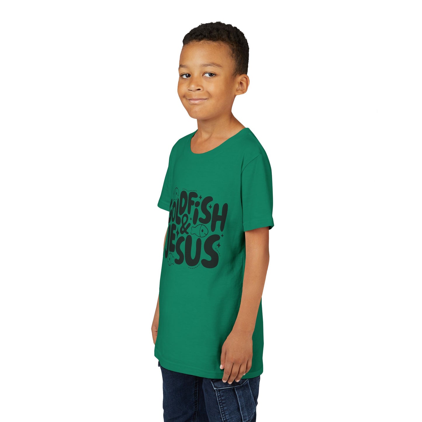 Youth Tee — 'Goldfish & Jesus' Cute Christian Kid T‑Shirt