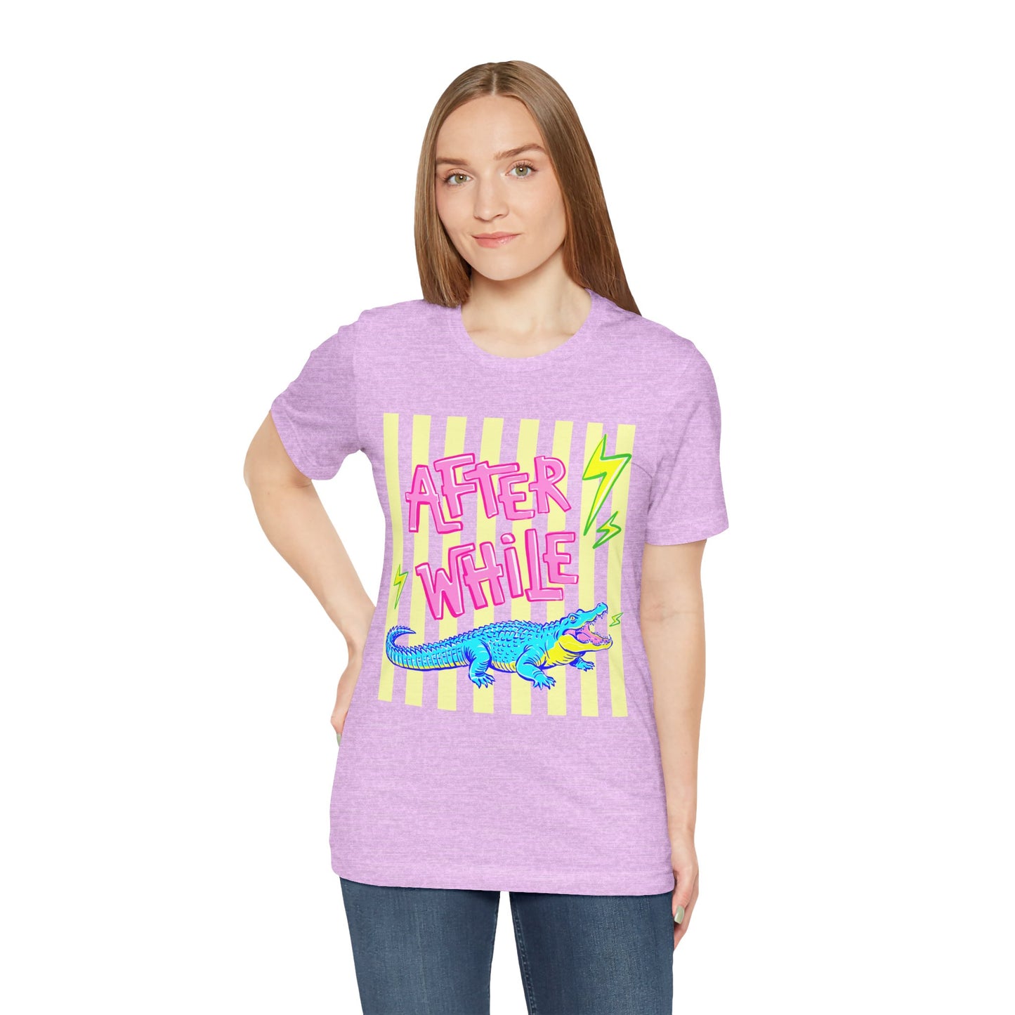 After While Crocodile Tee — Retro Neon Alligator Graphic T-Shirt