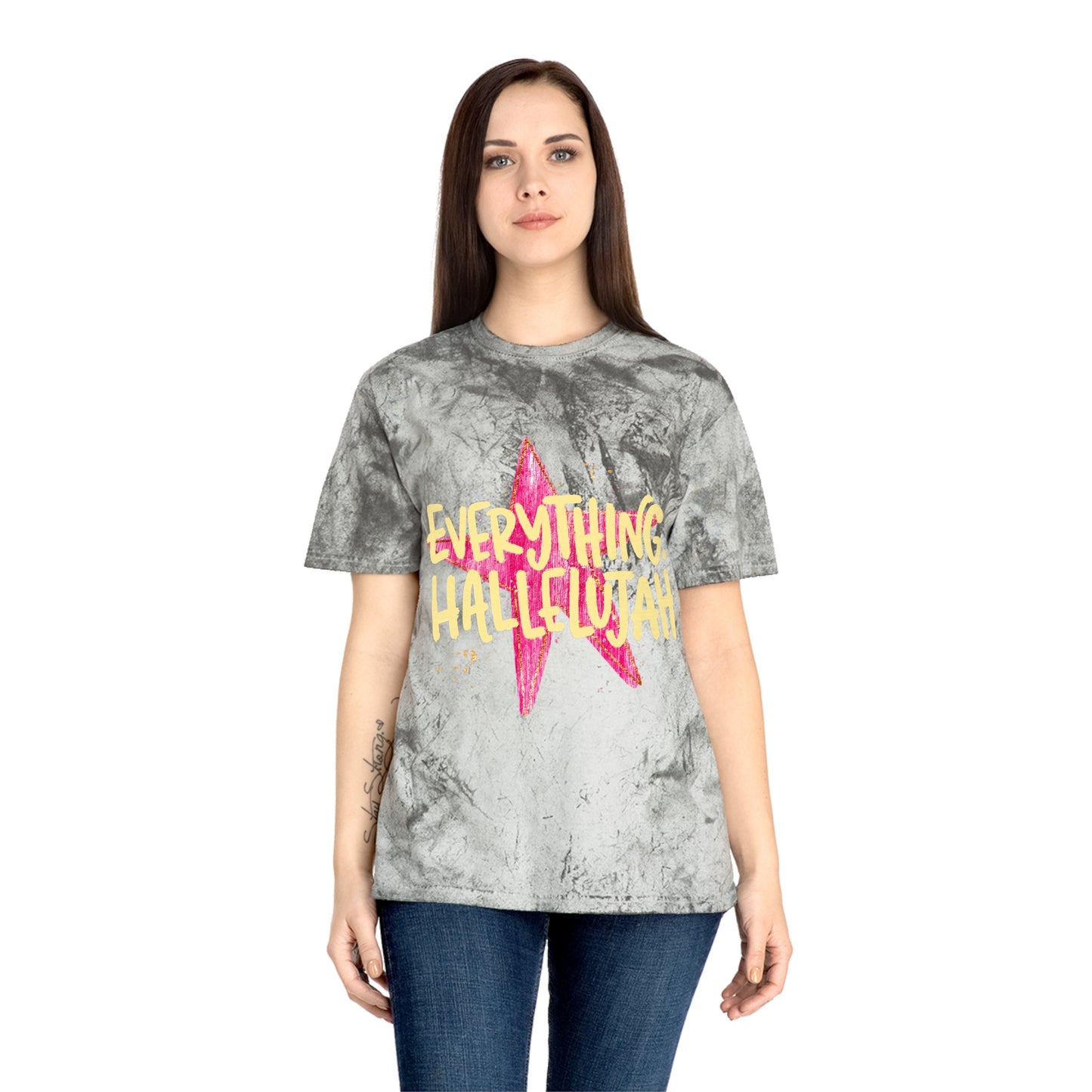 Everything Hallelujah Tie-Dye T-Shirt — Retro Pink Star Graphic