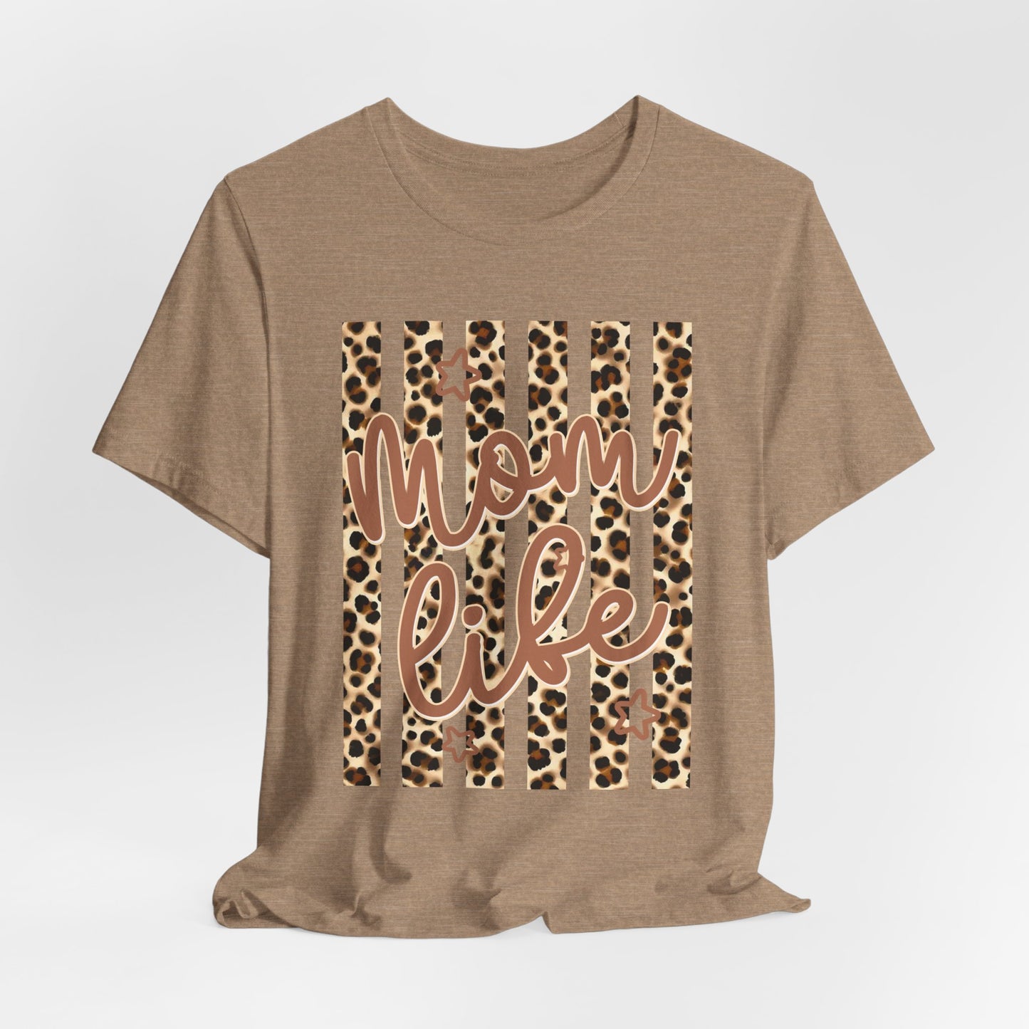 Mom Life Leopard Stripe Tee — "Mom Life" Graphic T-Shirt