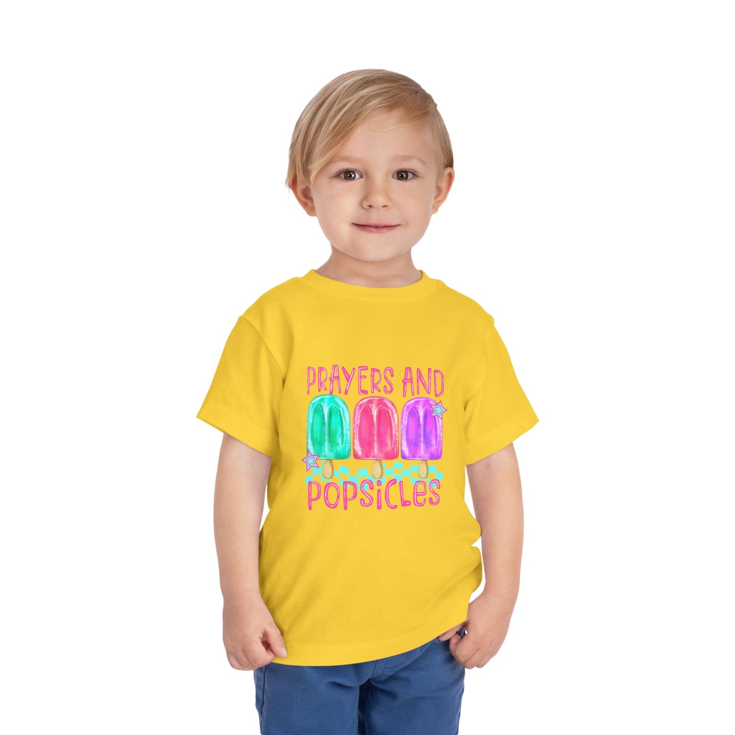 Toddler Tee — "Prayers and Popsicles" Watercolor Popsicle Faith Shirt