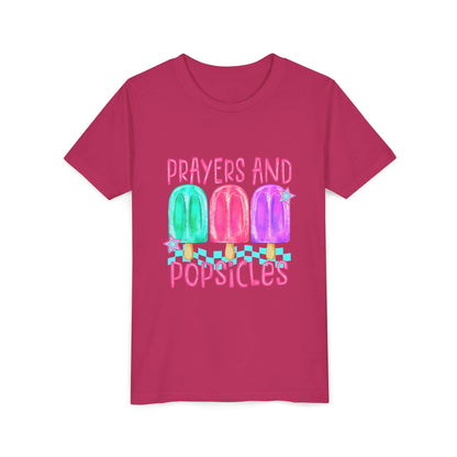 Youth Tee — "Prayers and Popsicles" Colorful Popsicle Faith Graphic