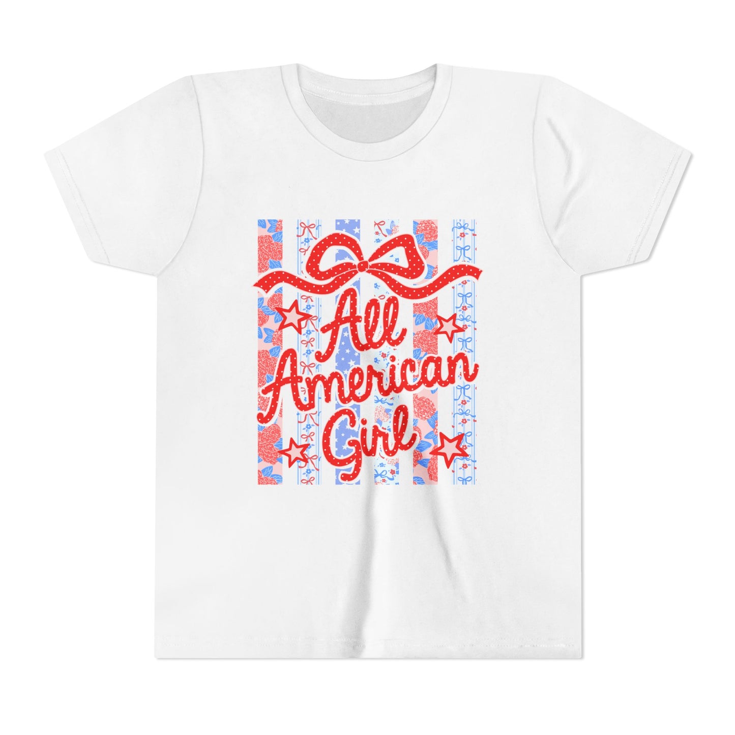 All American Girl Youth Tee — Patriotic 4th of July Kids Shirt