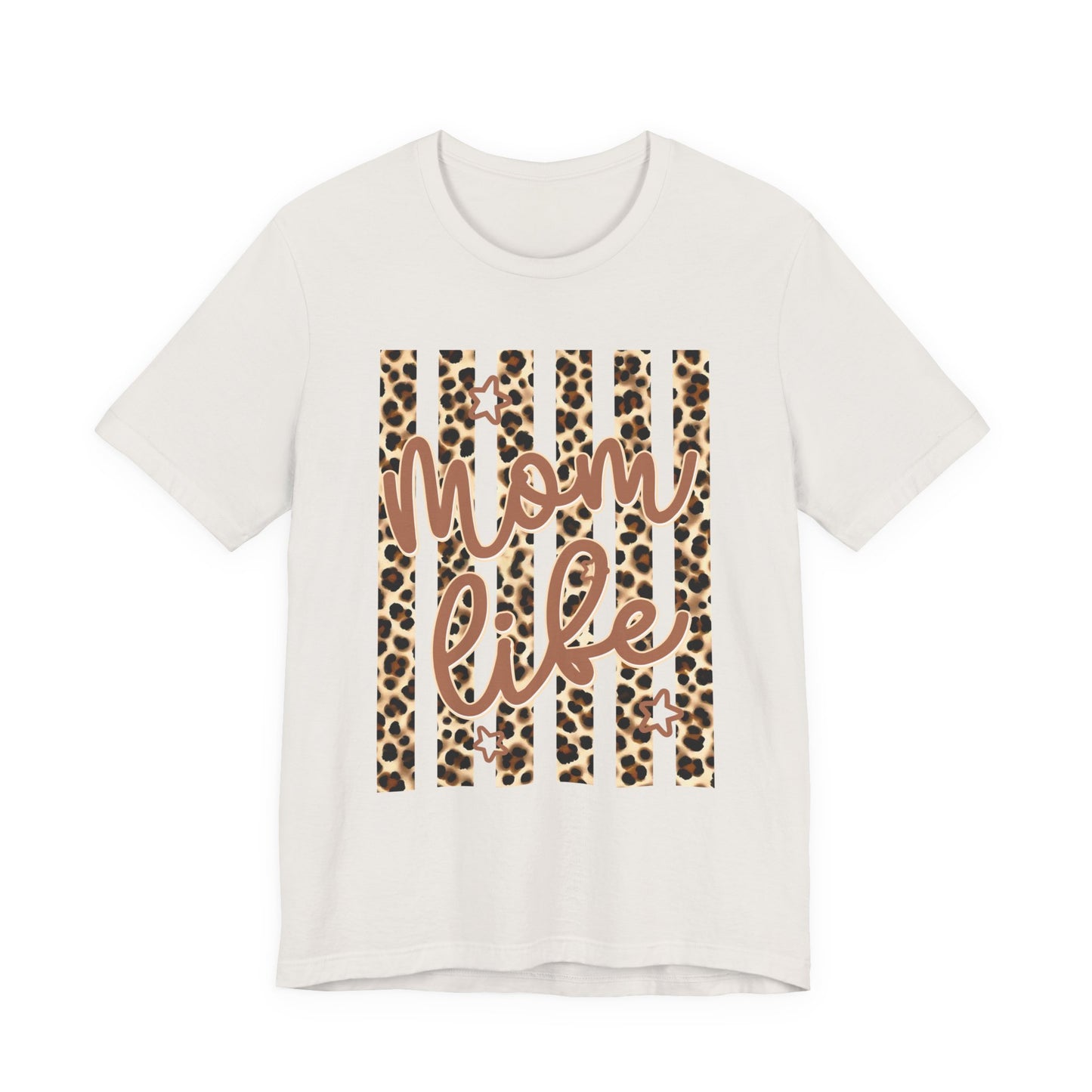 Mom Life Leopard Stripe Tee — "Mom Life" Graphic T-Shirt