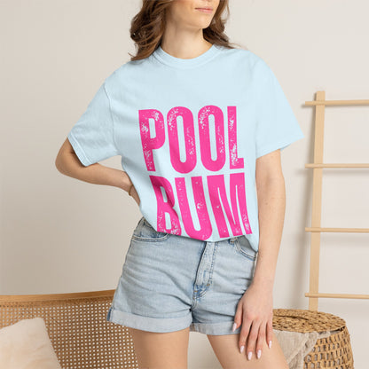 Pool Bum T-Shirt — Vintage Pink Graphic Tee for Pool Lovers