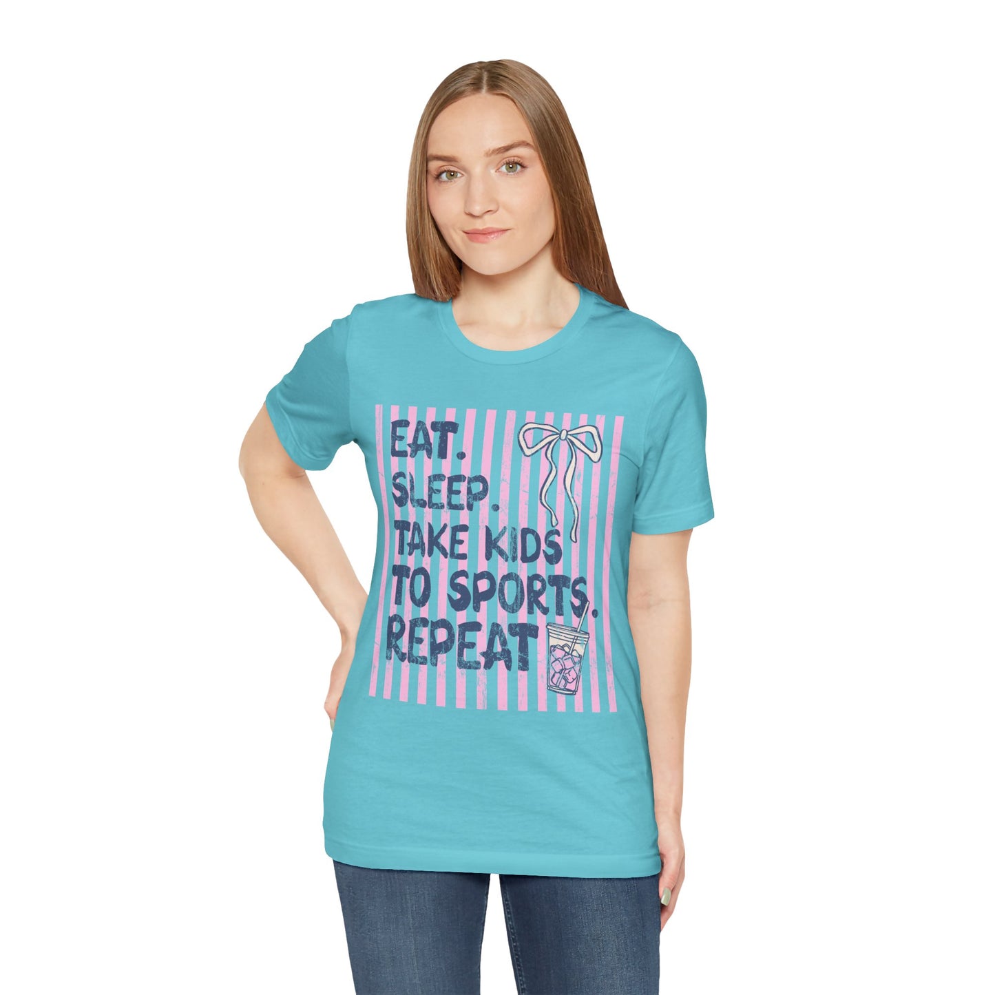 T-Shirt — "Eat. Sleep. Take Kids to Sports. Repeat." Youth Sports Mom Tee