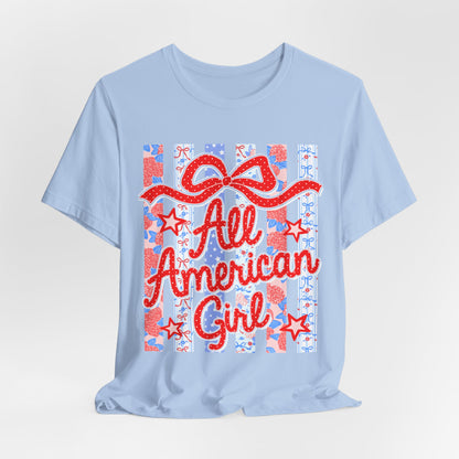All American Girl T-Shirt — Patriotic Fourth of July Tee with Stars & Stripes