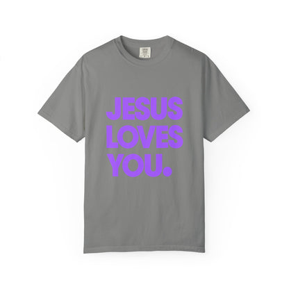 Jesus Loves You T-Shirt — Bold Purple Faith Tee