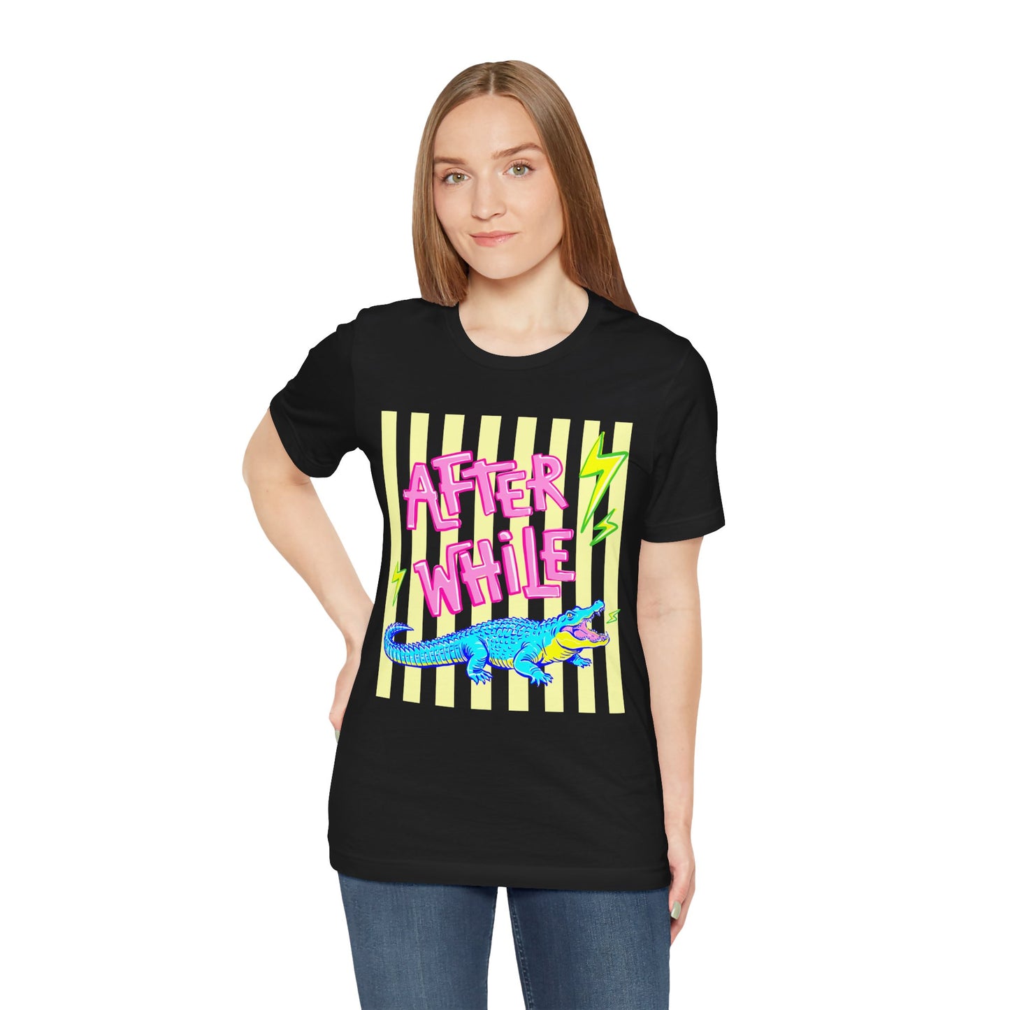 After While Crocodile Tee — Retro Neon Alligator Graphic T-Shirt