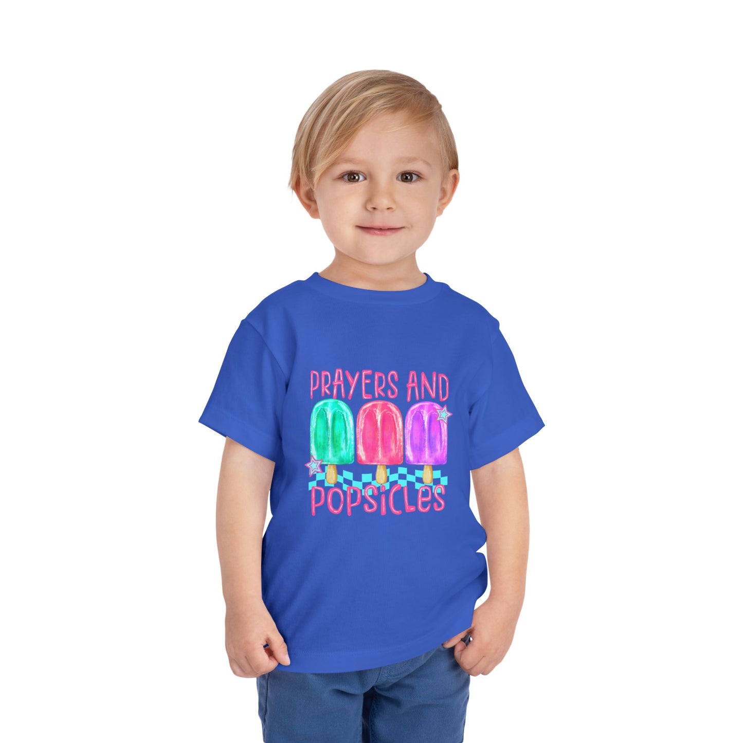 Toddler Tee — "Prayers and Popsicles" Watercolor Popsicle Faith Shirt