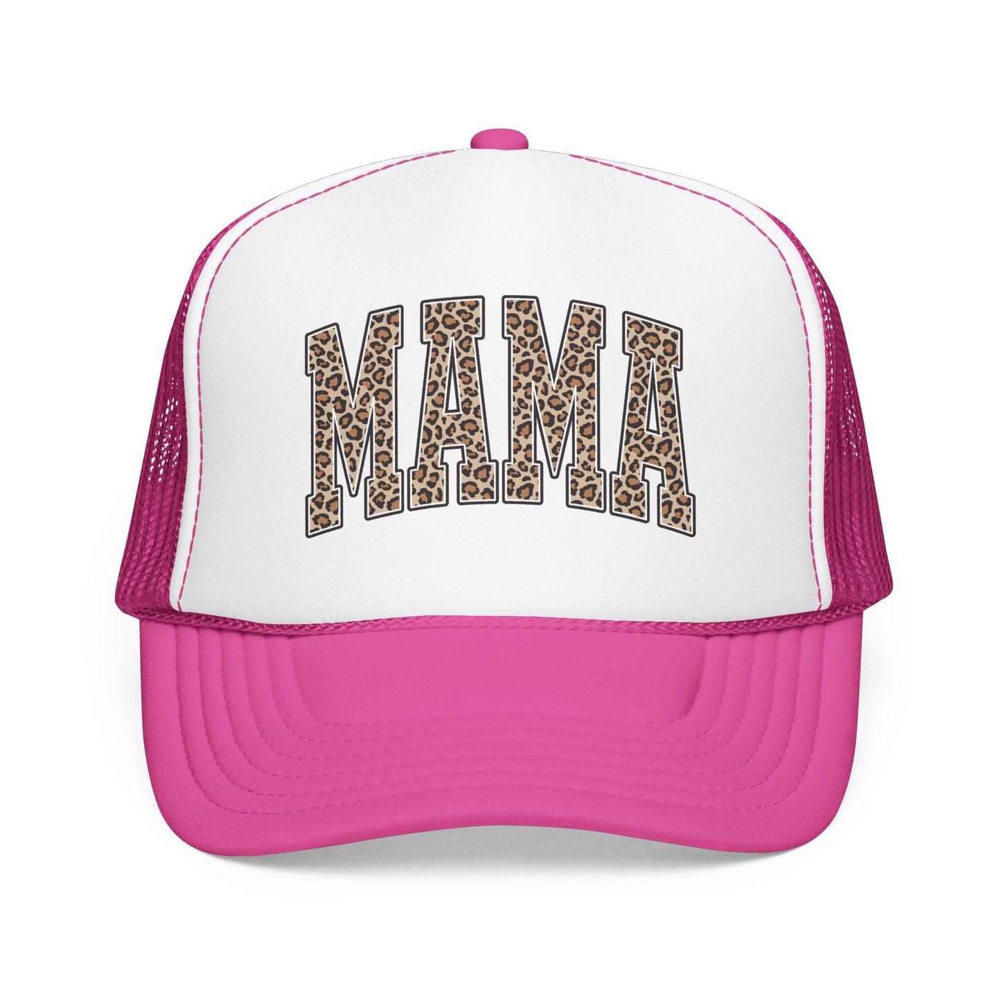 Mama Leopard Trucker Hat — Foam Mesh Cap with Leopard Print "MAMA"