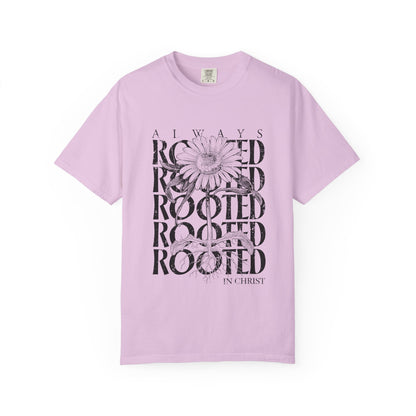 Rooted in Christ Floral T-Shirt — Faith-Based Daisy Graphic Tee