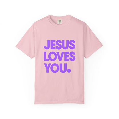 Jesus Loves You T-Shirt — Bold Purple Faith Tee