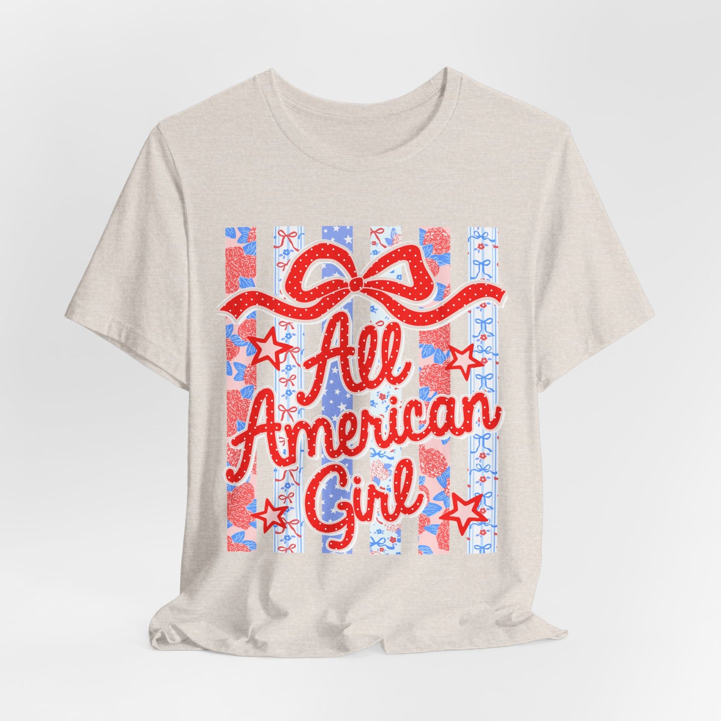 All American Girl T-Shirt — Patriotic Fourth of July Tee with Stars & Stripes