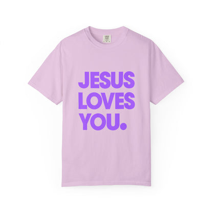 Jesus Loves You T-Shirt — Bold Purple Faith Tee