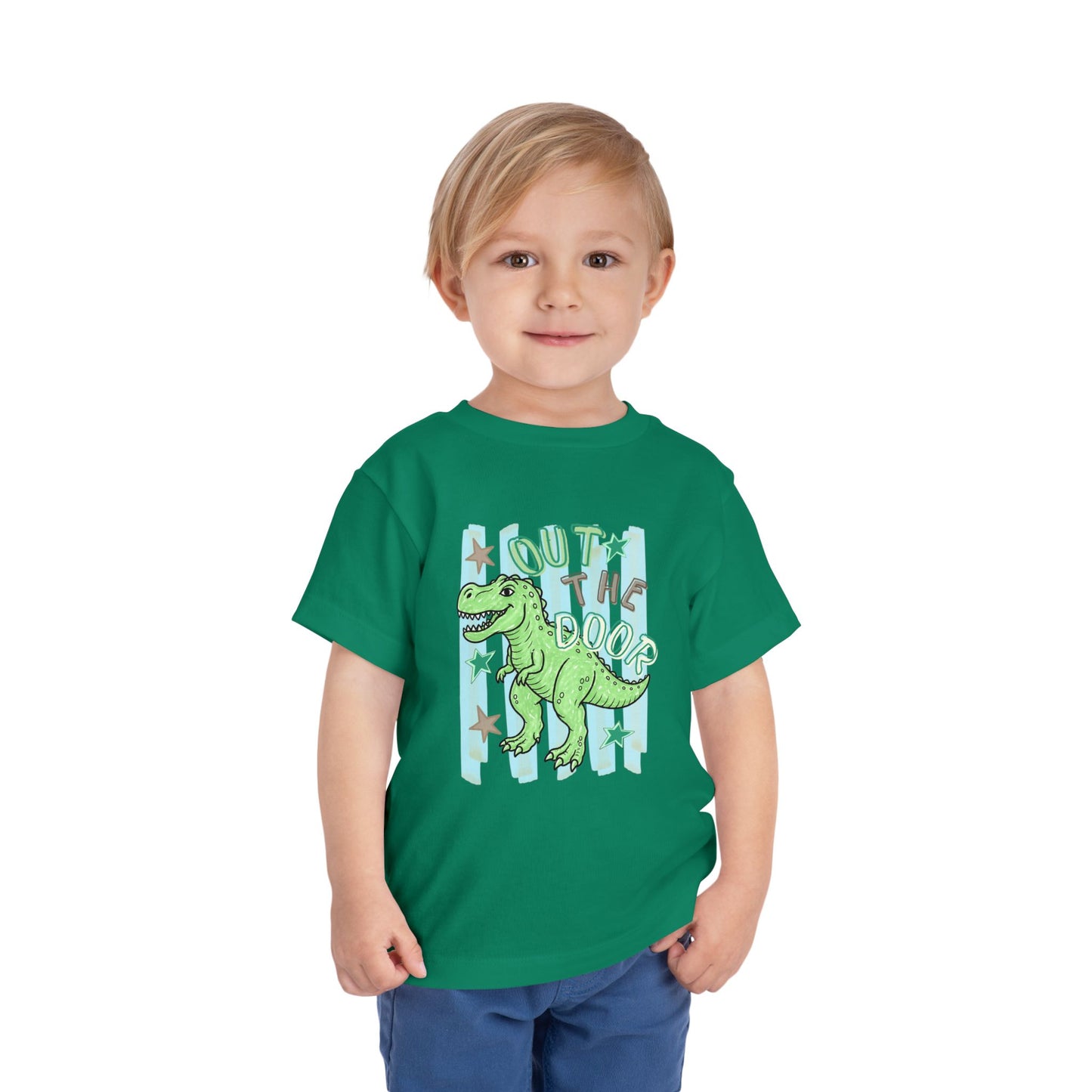 Toddler Tee - "Out the Door" Green Dino Graphic
