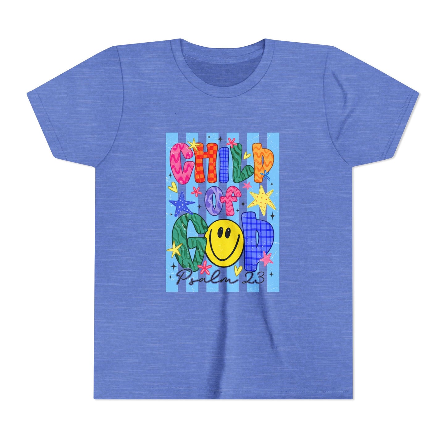 Child of God Youth T‑Shirt — Colorful Smiley Faith Tee