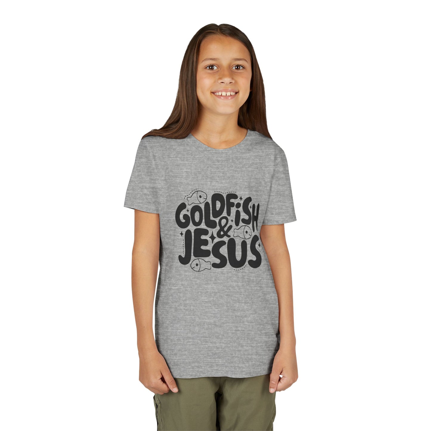 Youth Tee — 'Goldfish & Jesus' Cute Christian Kid T‑Shirt