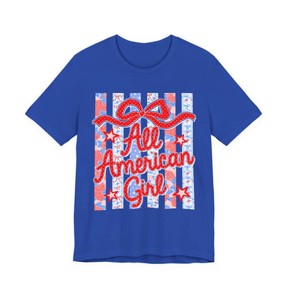 All American Girl T-Shirt — Patriotic Fourth of July Tee with Stars & Stripes