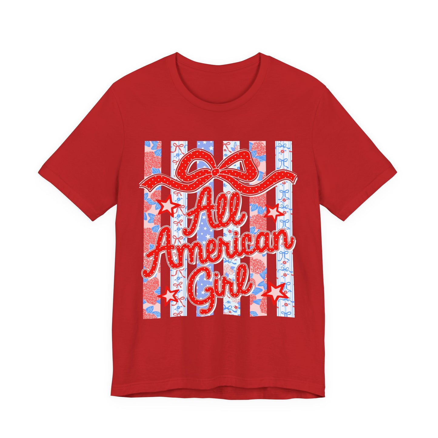 All American Girl T-Shirt — Patriotic Fourth of July Tee with Stars & Stripes