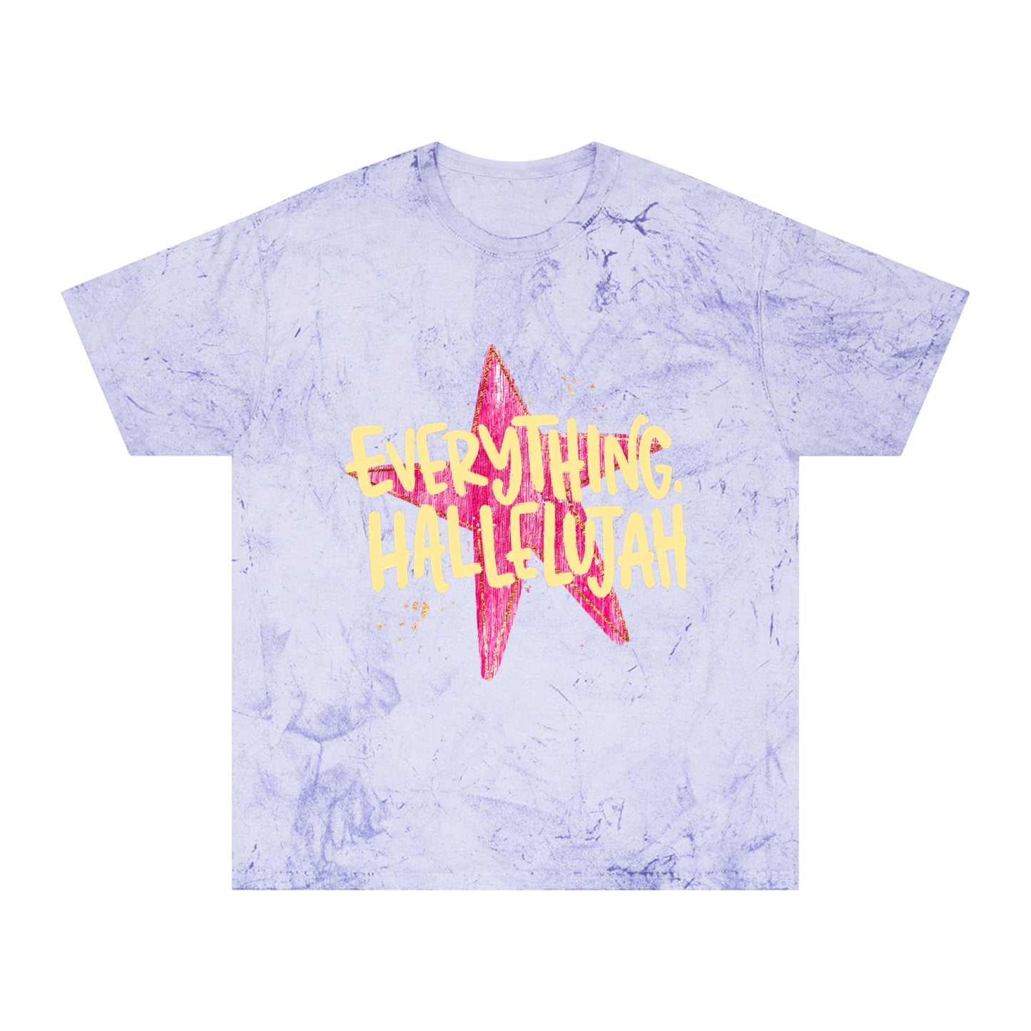 Everything Hallelujah Tie-Dye T-Shirt — Retro Pink Star Graphic
