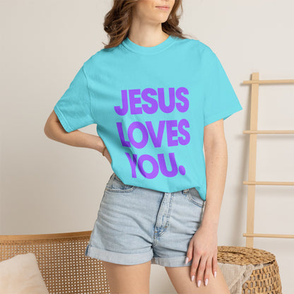 Jesus Loves You T-Shirt — Bold Purple Faith Tee