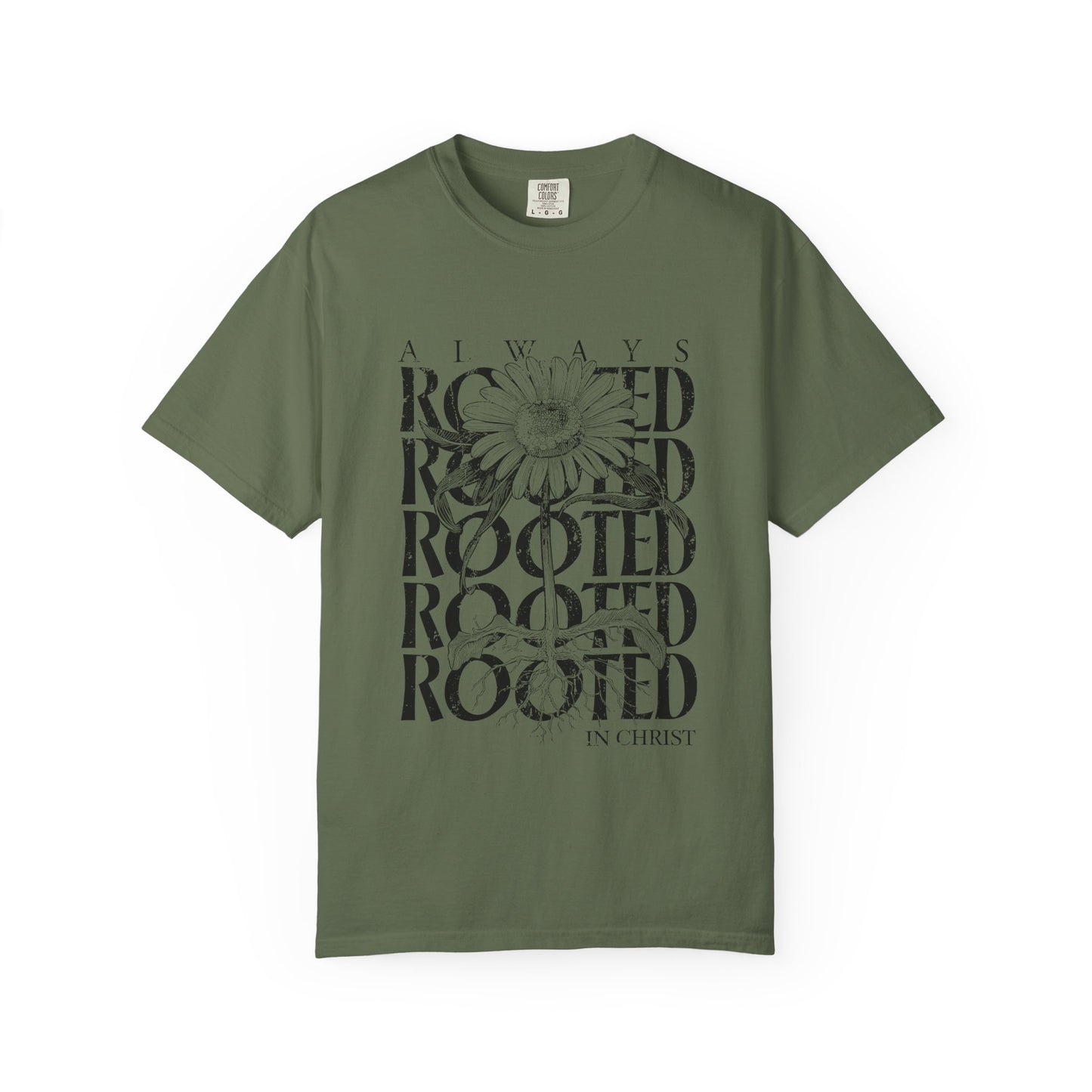 Rooted in Christ Floral T-Shirt — Faith-Based Daisy Graphic Tee