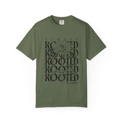 Rooted in Christ Floral T-Shirt — Faith-Based Daisy Graphic Tee