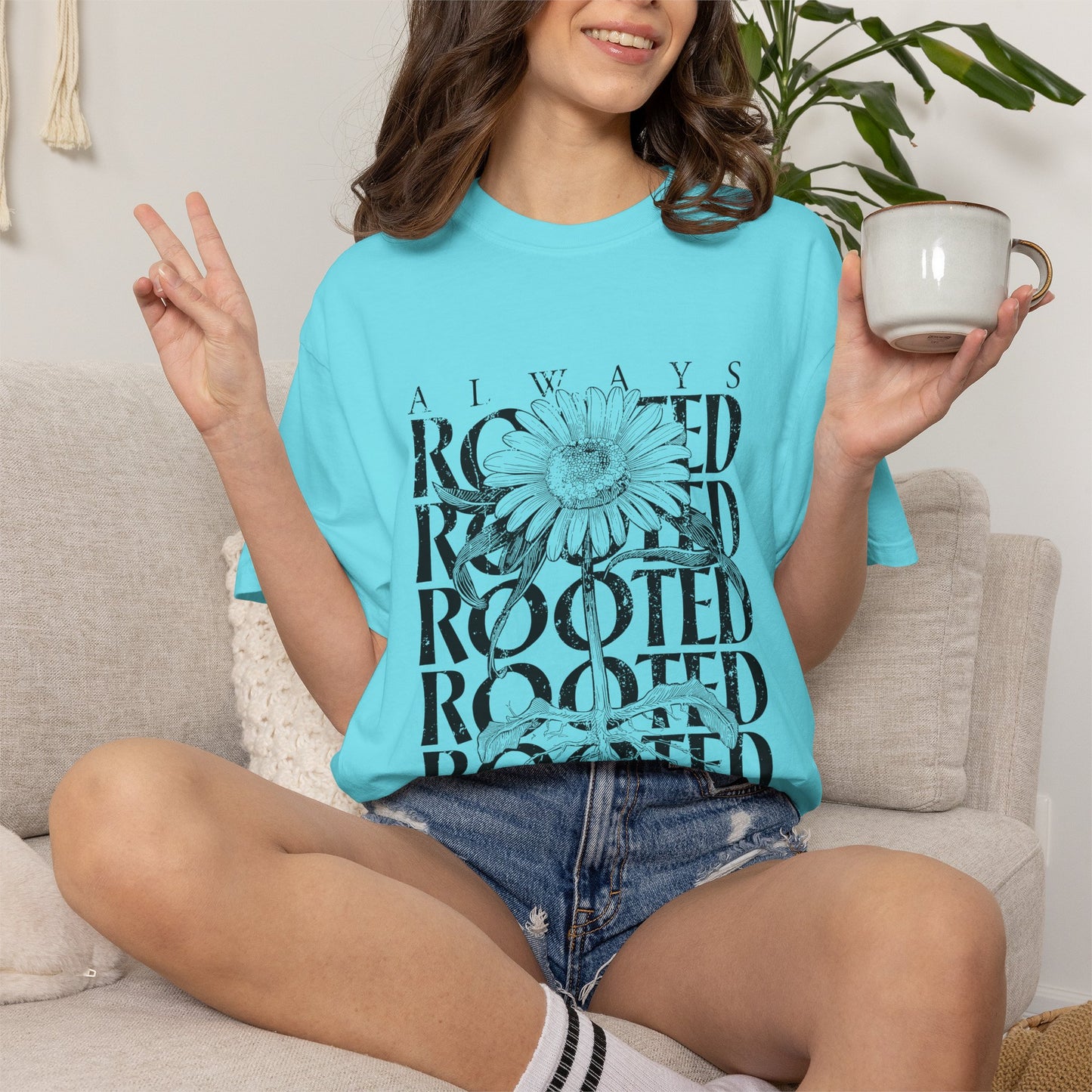 Rooted in Christ Floral T-Shirt — Faith-Based Daisy Graphic Tee