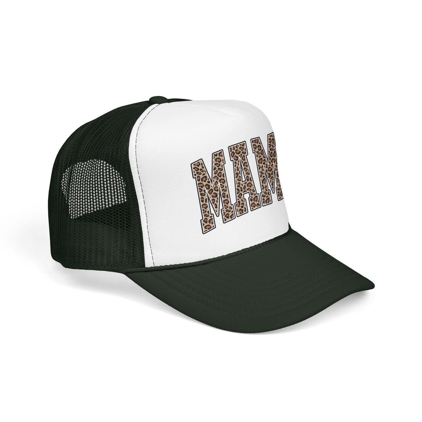 Mama Leopard Trucker Hat — Foam Mesh Cap with Leopard Print "MAMA"