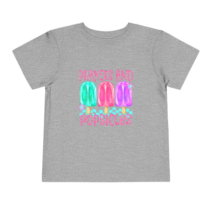 Toddler Tee — "Prayers and Popsicles" Watercolor Popsicle Faith Shirt