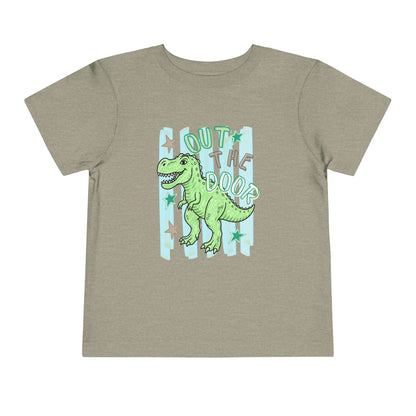 Toddler Tee - "Out the Door" Green Dino Graphic