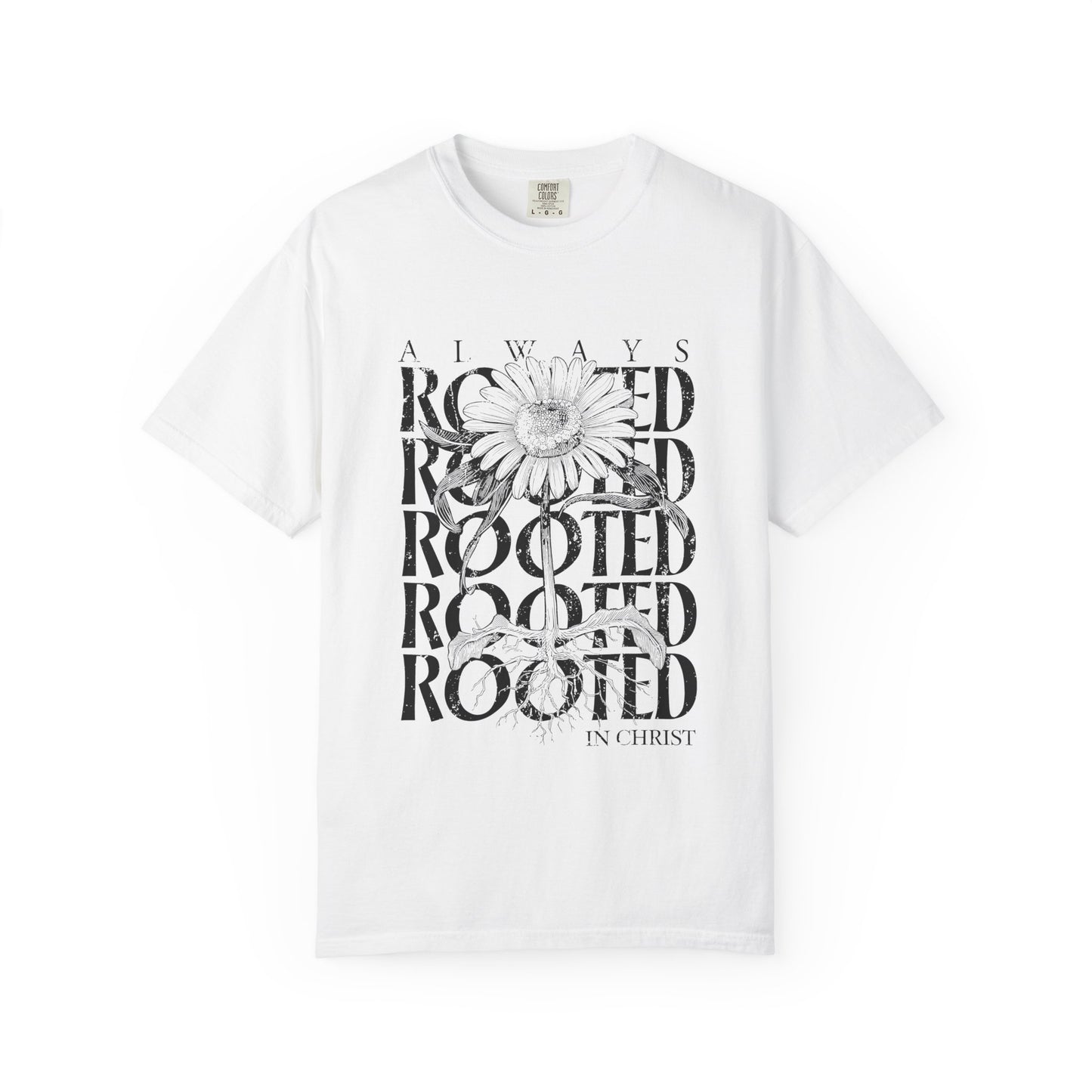 Rooted in Christ Floral T-Shirt — Faith-Based Daisy Graphic Tee