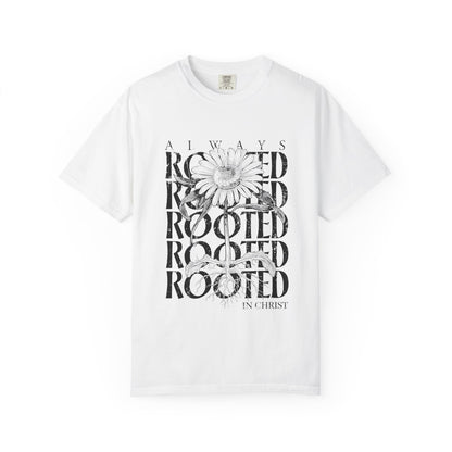 Rooted in Christ Floral T-Shirt — Faith-Based Daisy Graphic Tee