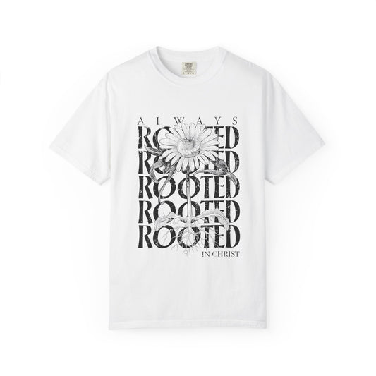 Rooted in Christ Floral T-Shirt — Faith-Based Daisy Graphic Tee