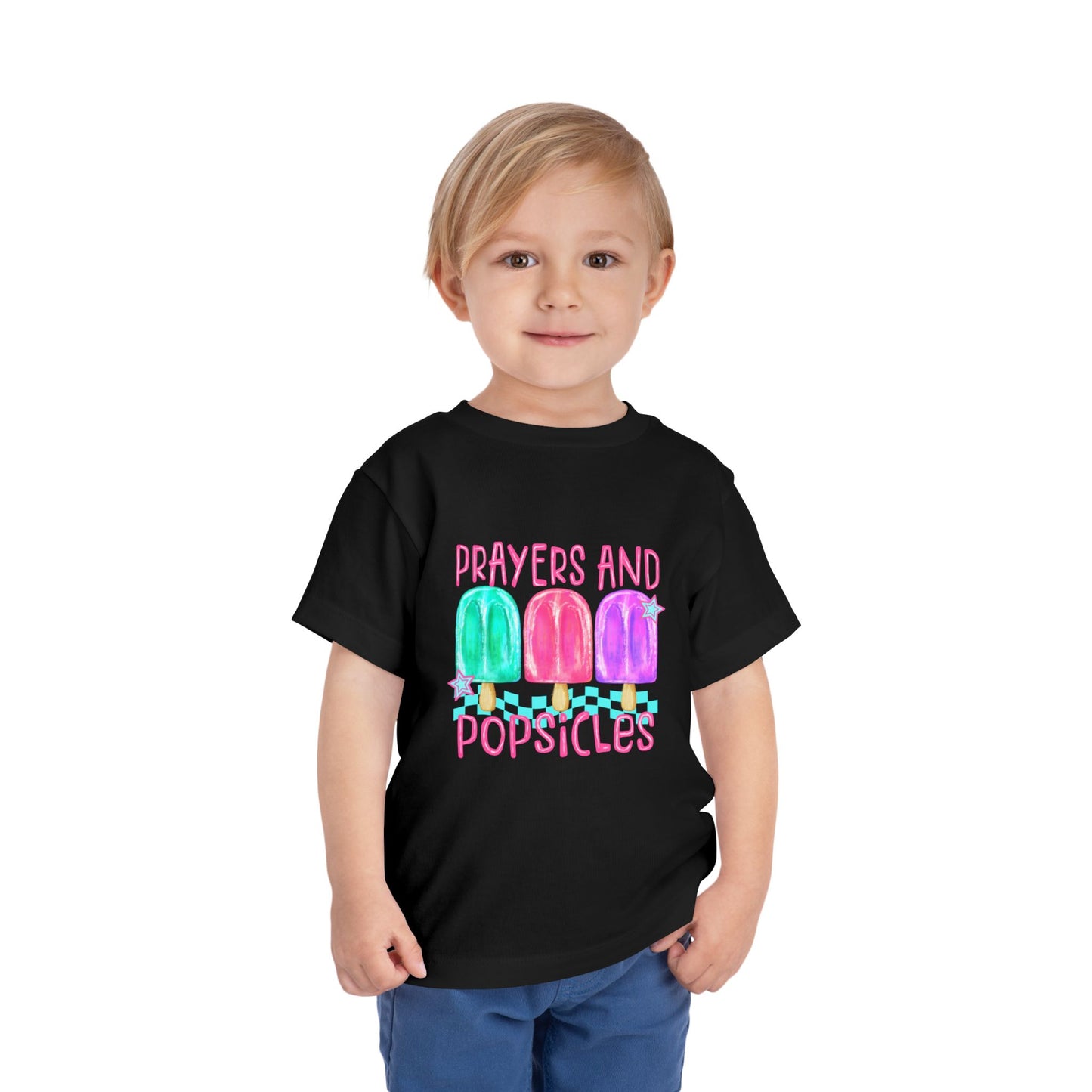 Toddler Tee — "Prayers and Popsicles" Watercolor Popsicle Faith Shirt
