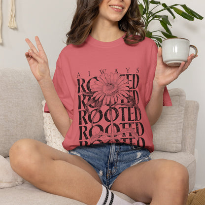 Rooted in Christ Floral T-Shirt — Faith-Based Daisy Graphic Tee