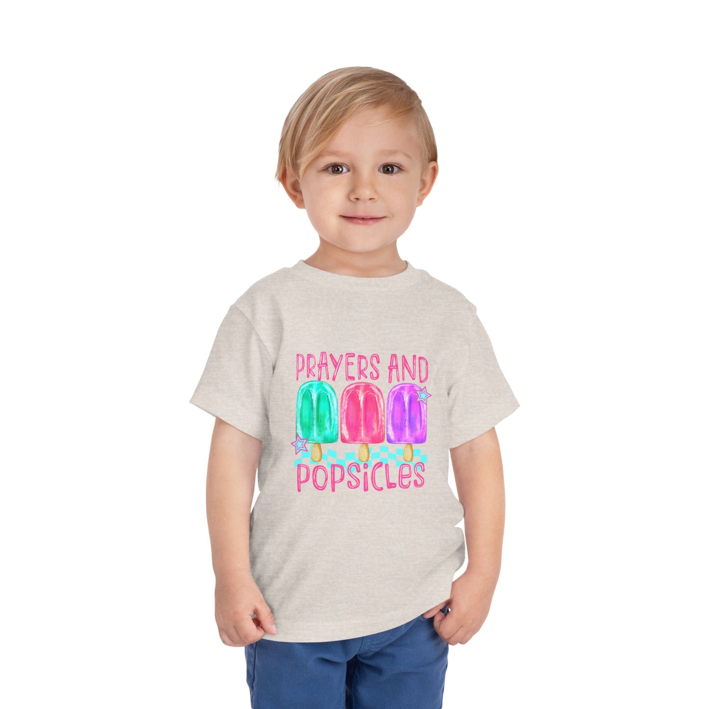 Toddler Tee — "Prayers and Popsicles" Watercolor Popsicle Faith Shirt