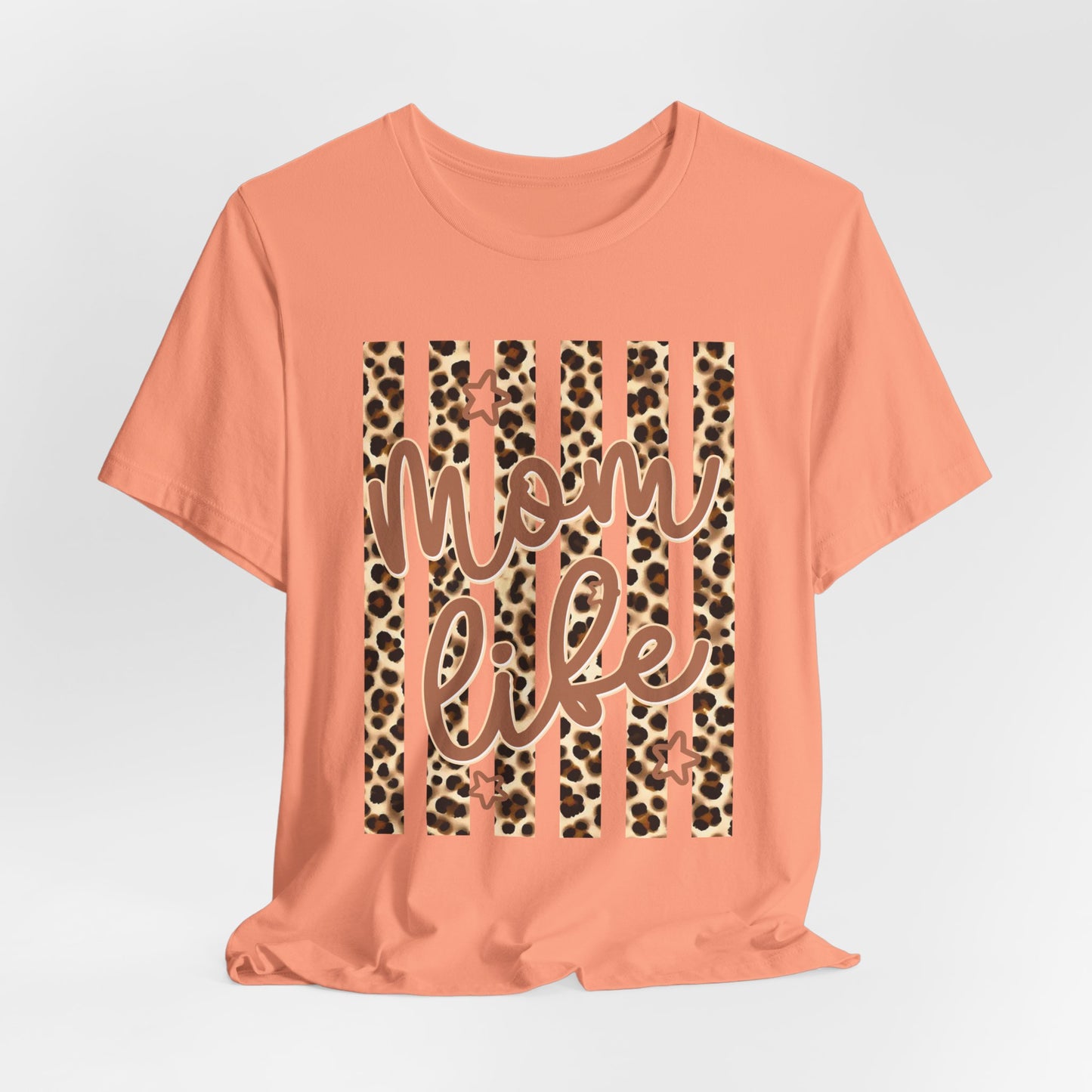 Mom Life Leopard Stripe Tee — "Mom Life" Graphic T-Shirt
