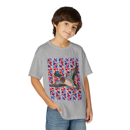 Youth T-Shirt — Red, White & Blue Flying Duck Graphic